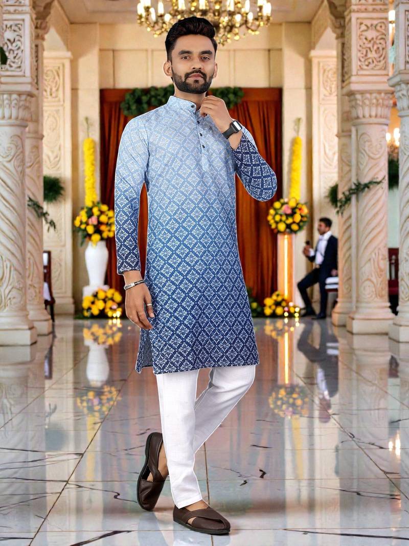 men’s traditional ethnic wear cotton kurta for festive & casual use