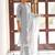 Grey ethnic motifs floral jacquard straight thread work kurta set