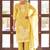 Yellow ethnic motifs floral jacquard straight thread work kurta set
