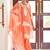 Orange ethnic motifs jacquard straight thread work kurta set