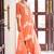 Orange ethnic motifs jacquard straight thread work kurta set