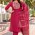 Pink cotton blend embroidered kurta set with dupatta for women