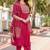 Pink cotton blend embroidered kurta set with dupatta for women