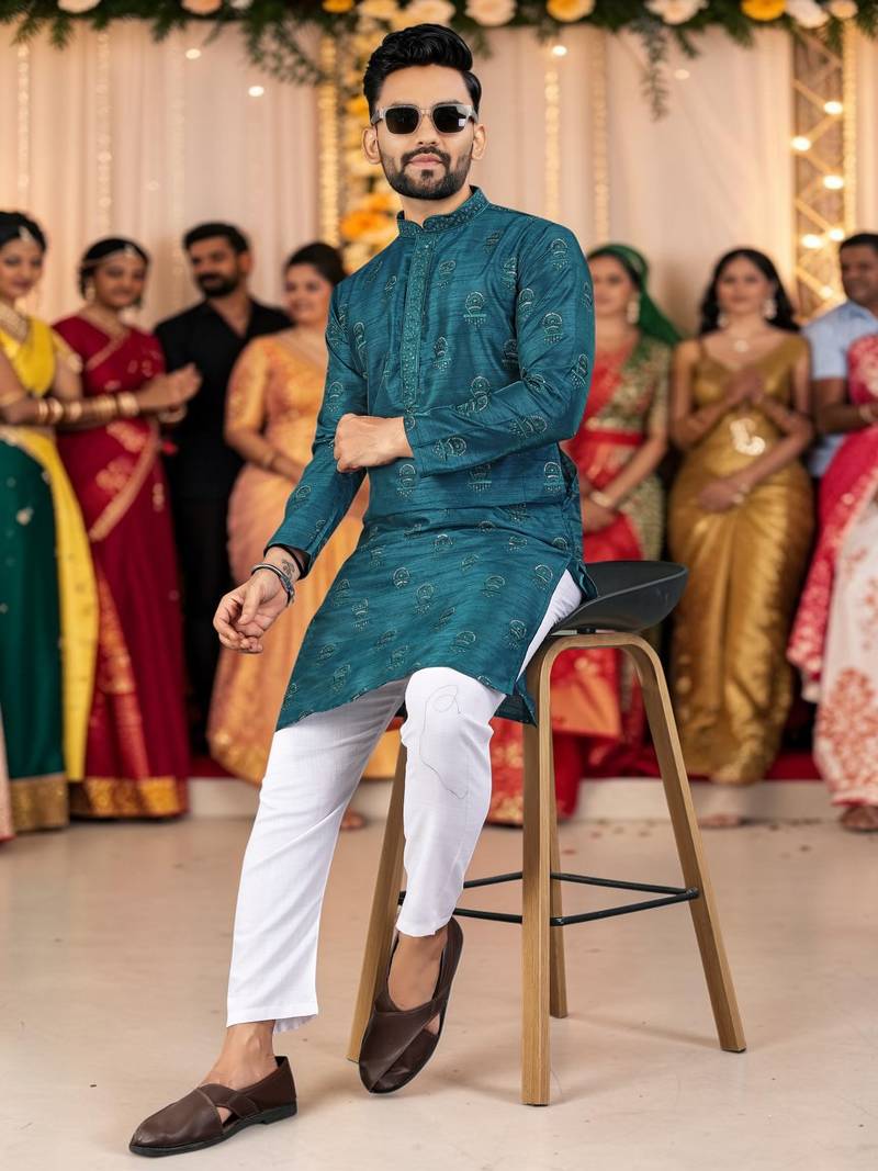 men’s traditional ethnic wear cotton kurta for festive & casual use