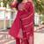 Pink cotton blend embroidered kurta set with dupatta for women