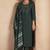 Dark green cotton blend embroidered with sequined work kurta set for women