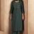 Dark green cotton blend embroidered with sequined work kurta set for women