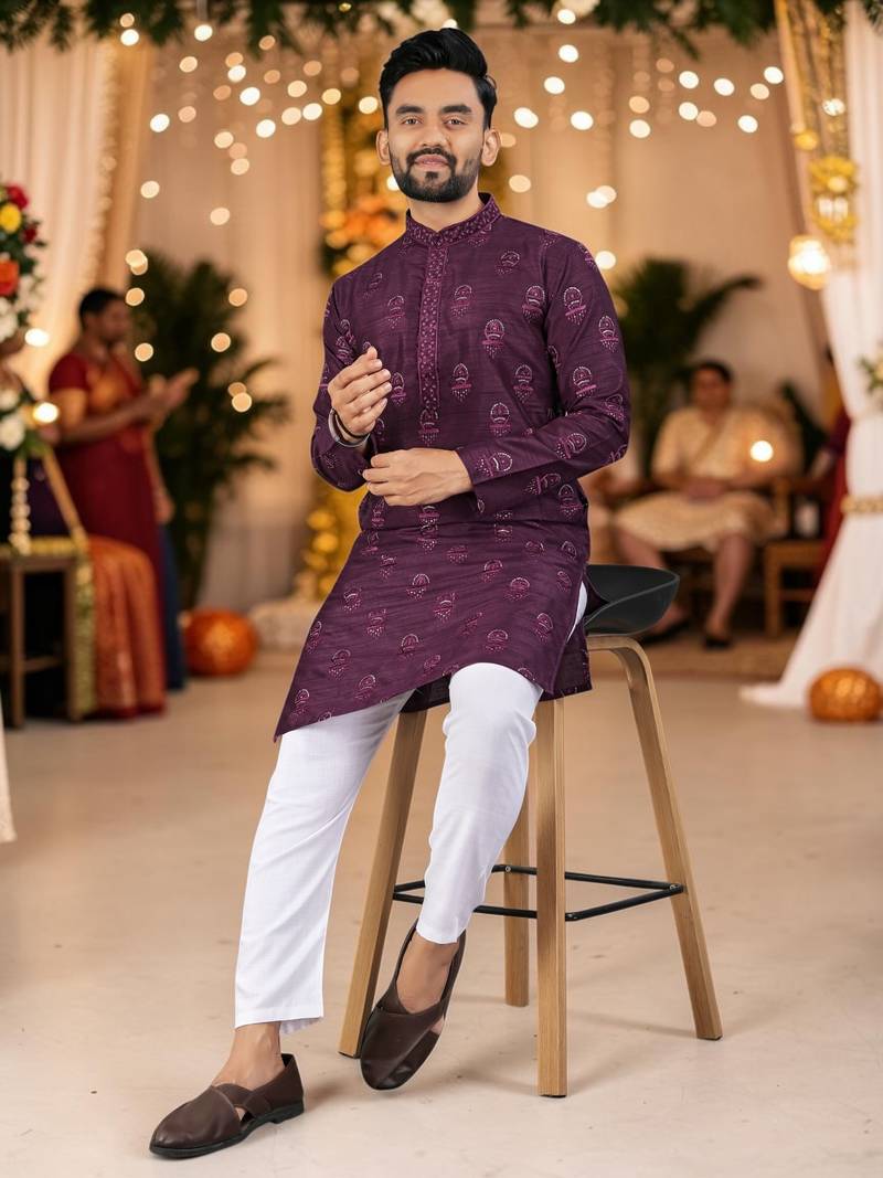 men’s traditional ethnic wear cotton kurta for festive & casual use