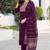 Wine chinon embroidered kurta set with jacquard dupatta