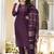 Wine silk blend embroidered kurta set with dupatta for women