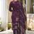Wine silk blend embroidered kurta set with dupatta for women