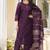 Wine silk blend embroidered kurta set with dupatta for women
