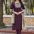 Wine silk blend embroidered kurta set with dupatta for women