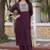 Wine silk blend embroidered kurta set with dupatta for women