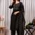 Black chinon foil printed kurta set with dupatta