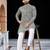 Grey  chikankari embroidered   men's only viscose rayon kurta