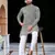 Grey  chikankari embroidered   men's only viscose rayon kurta
