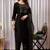 Black chinon foil printed kurta set with dupatta