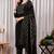 Black chinon foil printed kurta set with dupatta