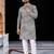 Grey  chikankari embroidered   men's only viscose rayon kurta