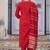 Red cotton blend embroidered kurta set with dupatta for women