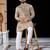 Peach  chikankari embroidered   men's only viscose rayon kurta
