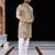 Peach  chikankari embroidered   men's only viscose rayon kurta