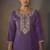 Purple roman silk embroidered with sequined work kurta set for women