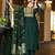 Bottle green chinnon embroidered kurta set with jacquard dupatta