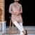 Pink  chikankari embroidered   men's only viscose rayon kurta