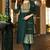Bottle green chinnon embroidered kurta set with jacquard dupatta