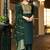 Bottle green chinnon embroidered kurta set with jacquard dupatta