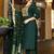 Bottle green chinnon embroidered kurta set with jacquard dupatta