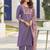 Lavender chinon printed kurta set with dupatta