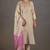 Cream roman silk embroidered with sequined work kurta set with dupatta for women