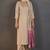 Cream roman silk embroidered with sequined work kurta set with dupatta for women