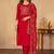Red cotton printed kurta set with dupatta