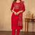 Red cotton printed kurta set with dupatta