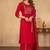 Red cotton printed kurta set with dupatta