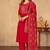 Red cotton printed kurta set with dupatta