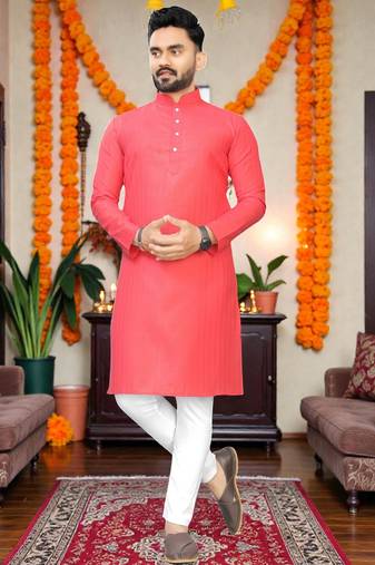   plain cotton blend  men's only kurta