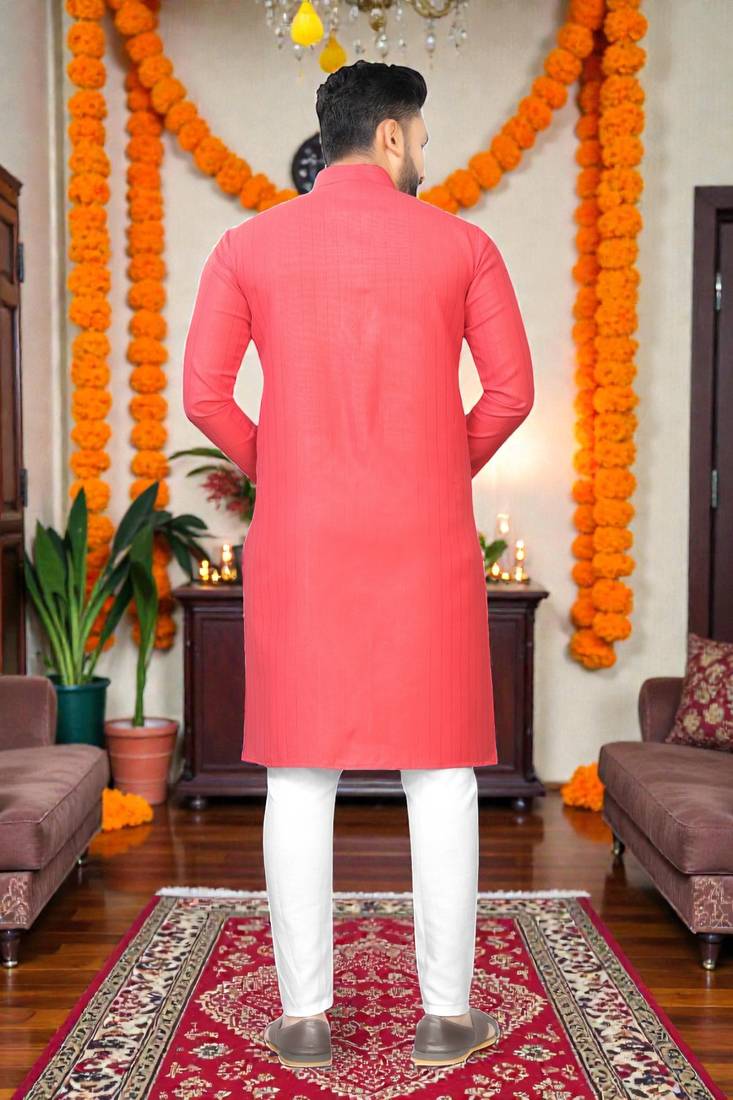   plain cotton blend  men's only kurta