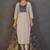 Cream chinnon floral printed kurta set for women