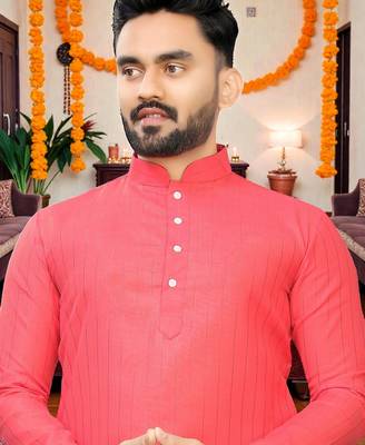   plain cotton blend  men's only kurta 4