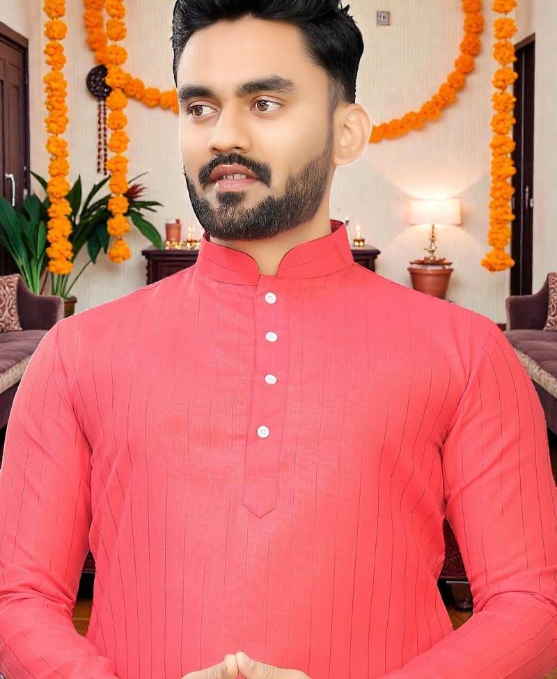   plain cotton blend  men's only kurta