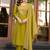 Mustard roman silk printed kurta set with dupatta