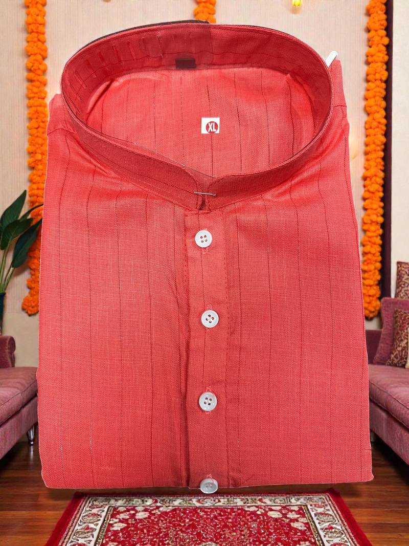   plain cotton blend  men's only kurta