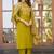 Mustard roman silk printed kurta set with dupatta