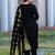 Black cotton blend jacquard kurta set with dupatta for women
