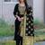 Black cotton blend jacquard kurta set with dupatta for women